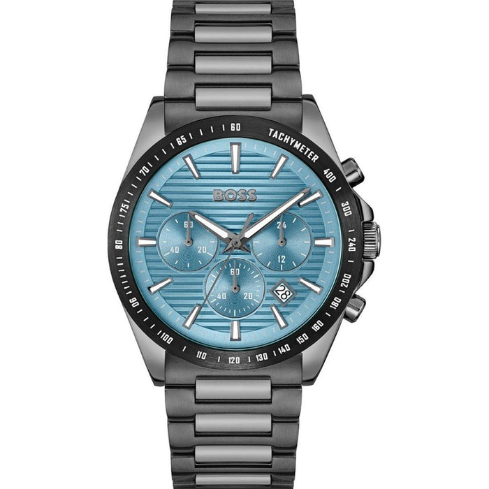 Hugo Boss Gunmetal Blue Chronograph Men’s Watch – Tachymeter Edition 1514242 - Authentic