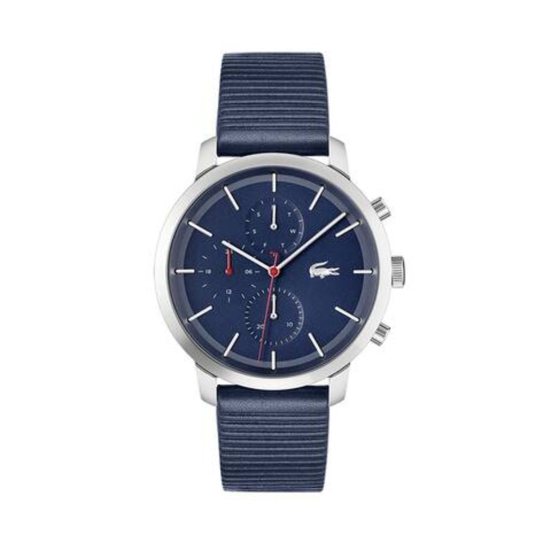 Lacoste Vienna Chronograph Blue Dial Leather Strap Men's Watch - 20111 ...