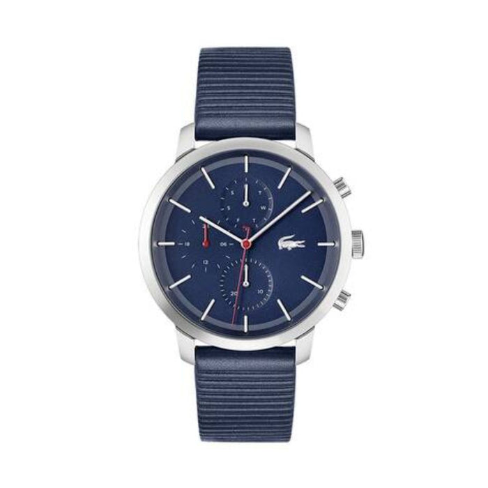 Lacoste Vienna Chronograph Blue Dial Leather Strap Men's Watch - 2011176 - Authentic