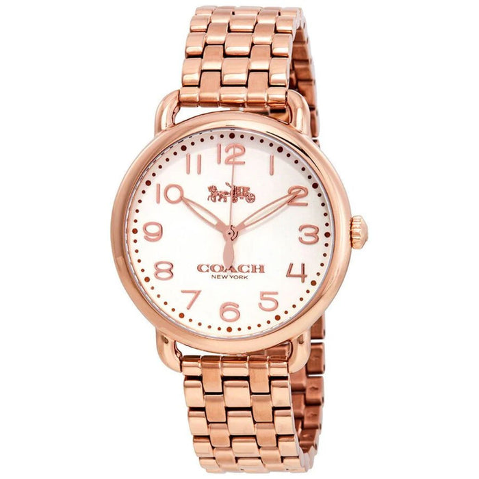 Coach New York Rose Gold Round Women’s Watch – White Dial & Stainless Steel Bracelet 14502262 - Authentic