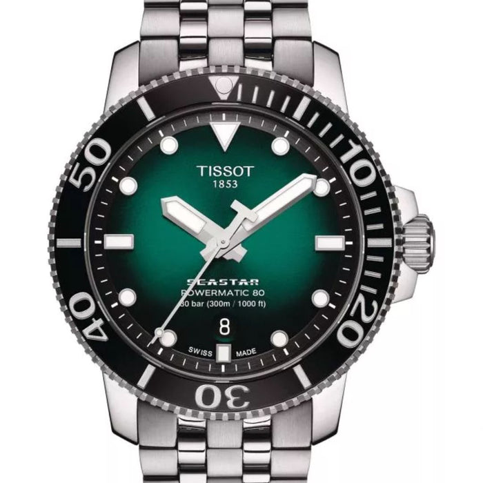 Tissot Seastar 1000 Powermatic 80 Green Gradient Dial Men’s Watch - T120.407.11.091.01- Swiss Factory