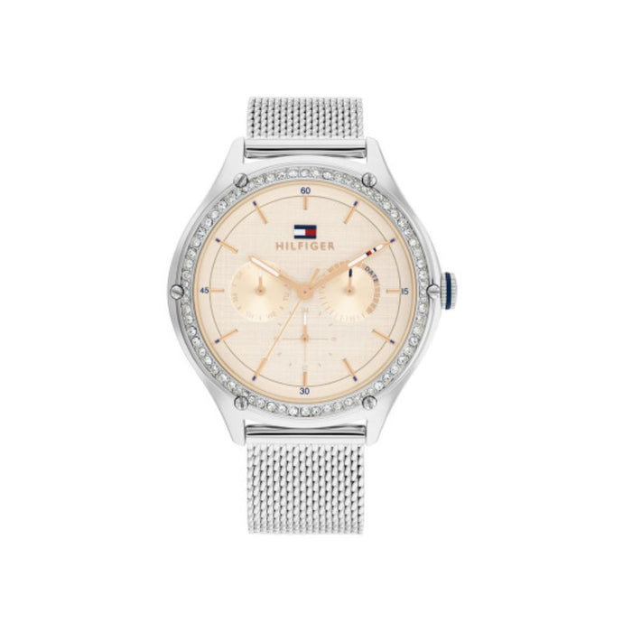Tommy Hilfiger Silver Mesh Watch with Crystal Bezel for Women 1782654 - Authentic