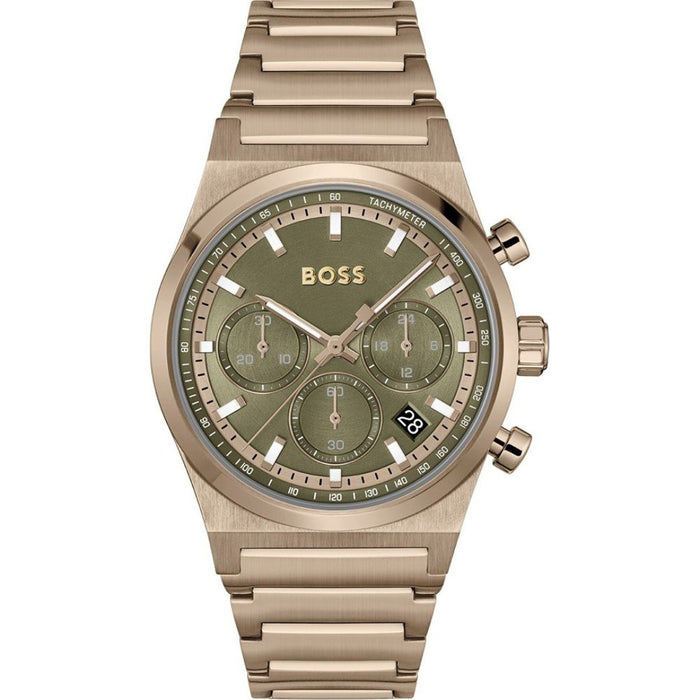 Hugo Boss Chronograph Men's Watch – Rose Gold, Green Dial 1514222 - Authentic