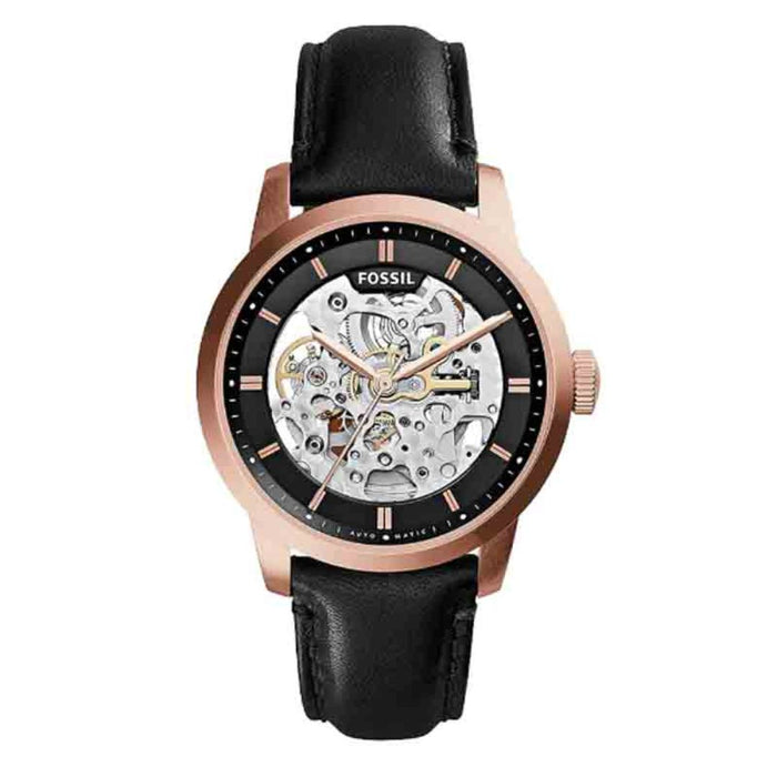 Fossil Townsman Automatic Rose Gold Skeleton Watch – Black Leather Strap - ME3084 - Authentic