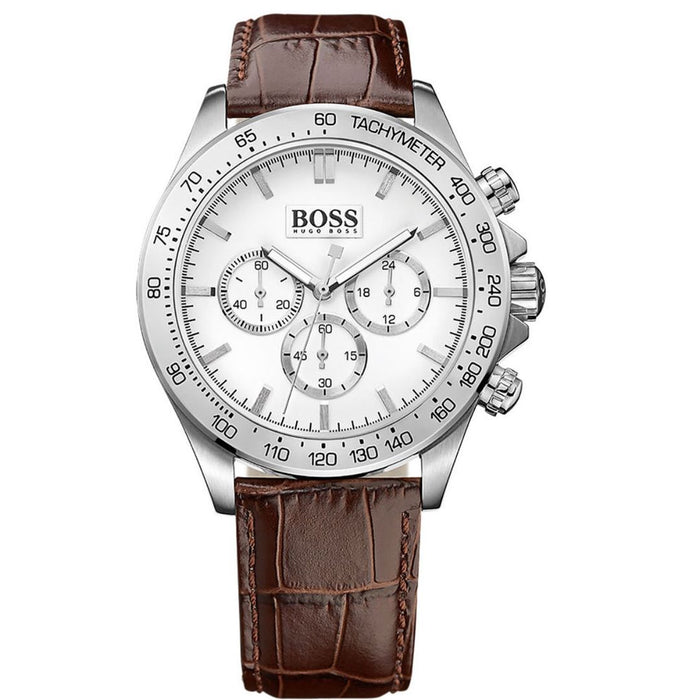 Hugo Boss Men’s Chronograph Tachymeter Watch Leather Strap | Classic Luxury 1513175 - Authentic