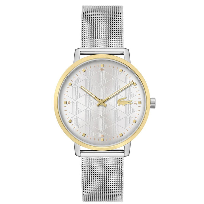 Lacoste Women’s Moon Mesh Silver-Gold Watch 2001286 - Authentic