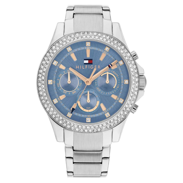 Tommy Hilfiger Silver Chronograph Women’s Watch with Blue Dial 1782690 - Authentic