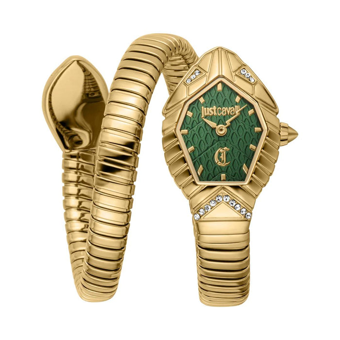 Just Cavalli Serpente Gold Green Dial Women’s Watch JC1L356M0035 - Authentic