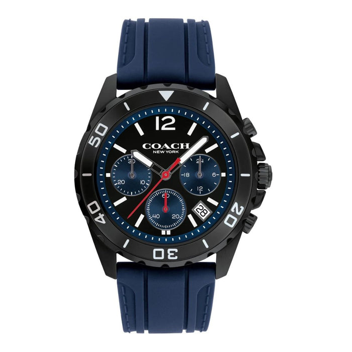 Coach Men’s Chronograph Watch – Black Case & Blue Silicone Strap 14602566 - Authentic