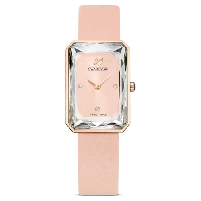 Swarovski Women’s Rose Gold Rectangular Crystal Watch – Swiss Made 5547719 - Authentic