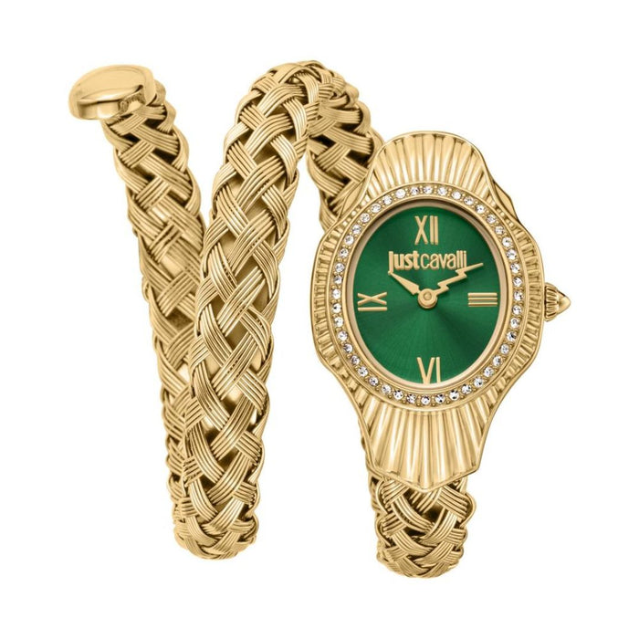 Just Cavalli Women’s Wrap Bracelet Watch – Gold with Green Dial JC1L305M0035 - Authentic