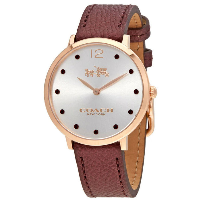 Coach Women’s Silver Dial Watch with Rose Gold Case & Brown Leather Strap 14502694 - Authentic