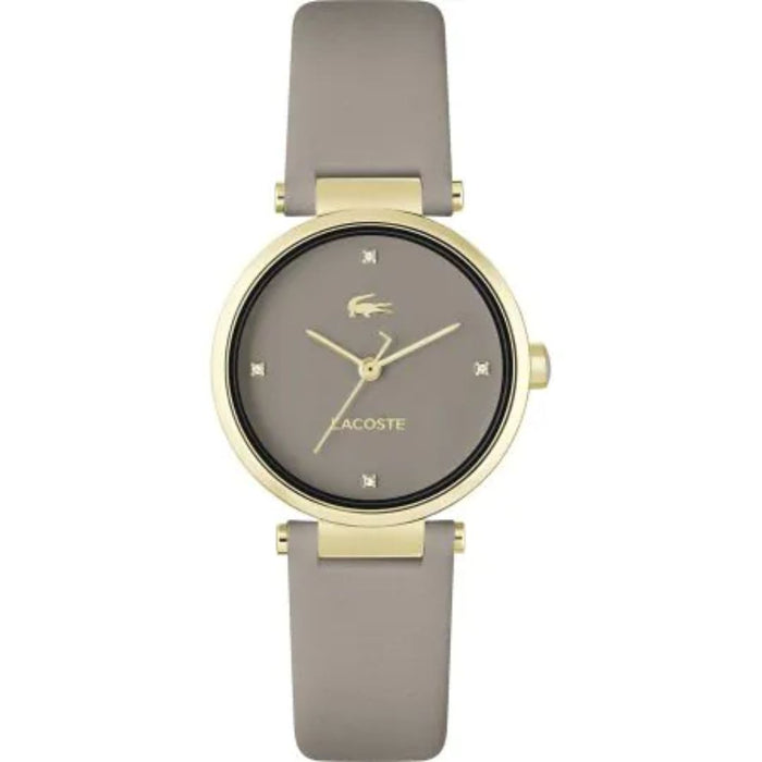 Lacoste Moon Women’s Grey Leather Watch – Gold-Tone Case - 2001334 - Authentic