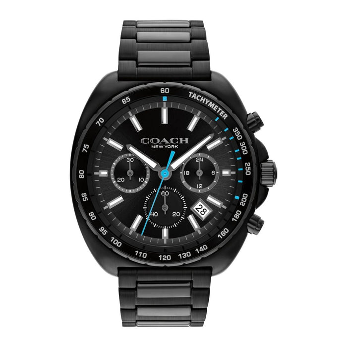Coach Men’s Chronograph Watch – Black Stainless Steel Tachymeter 14602705 - Authentic
