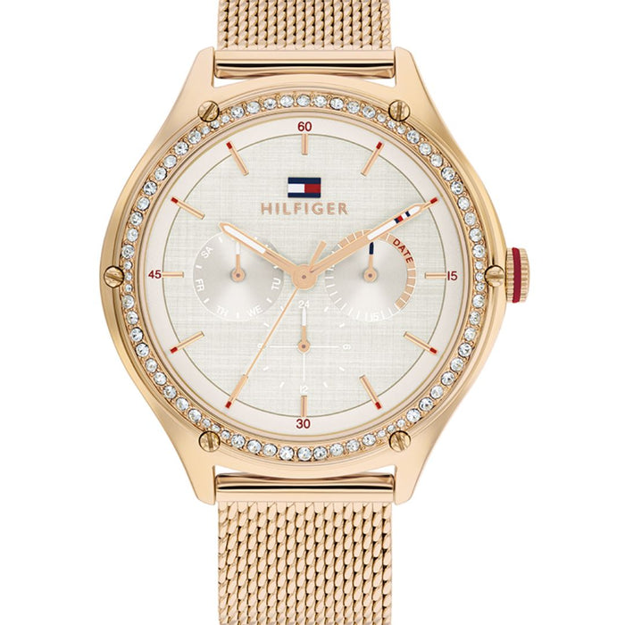 Tommy Hilfiger Rose Gold Mesh Watch with Crystal Bezel for Women 1782653 - Authentic
