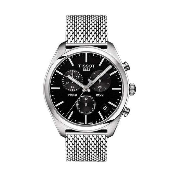 Tissot PR 100 Chronograph Black Dial Mesh Bracelet Men’s Watch t101.417.11.051.01 - Swiss Factory