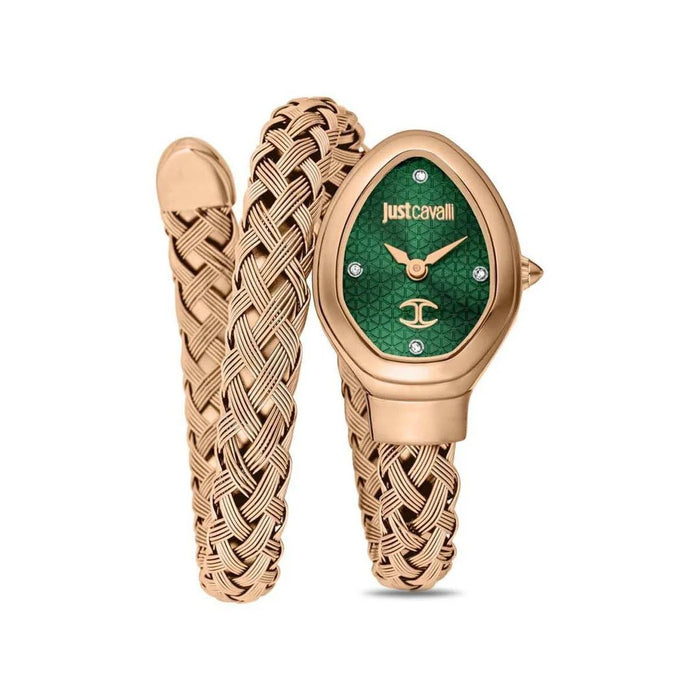 Just Cavalli Women’s Wrap Bracelet Watch – Rose Gold with Green Dial JC1L264M0045 - Authentic