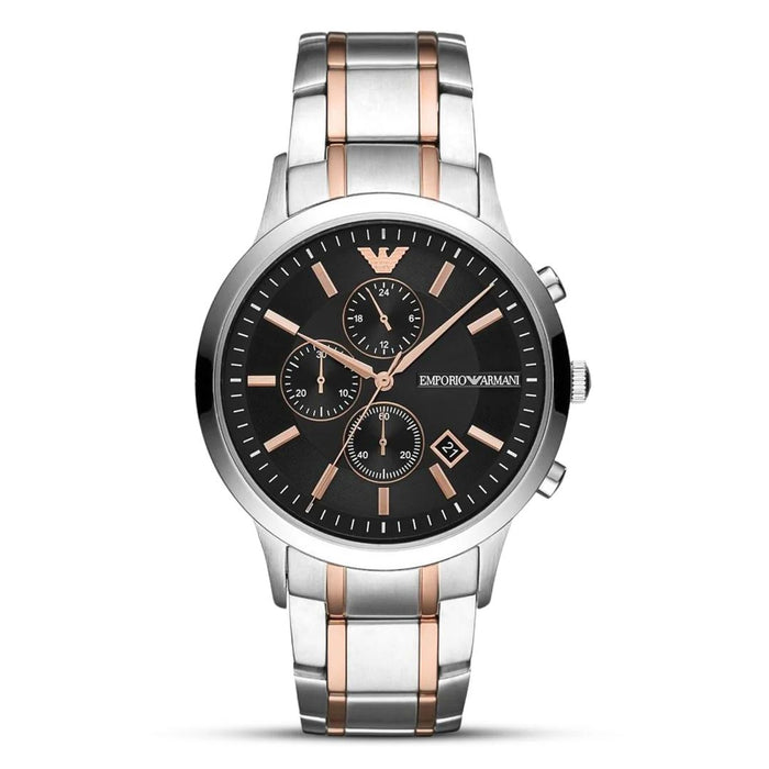 Emporio Armani Men’s Renato Quartz Stainless Steel Black Dial 43mm Watch AR11165 Authentic