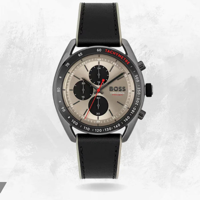 Hugo Boss Men's Quartz Black Hybrid Strap Brass Color Dial 44mm Watch 1514024  Authentic