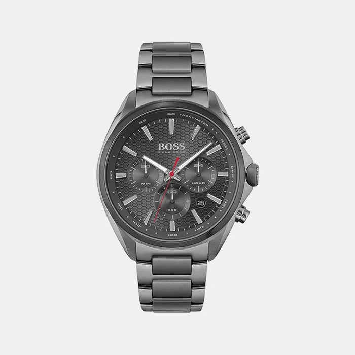 Hugo Boss Distinct Grey Dial Gren Steel Strap Watch for Men 1513858 Authentic