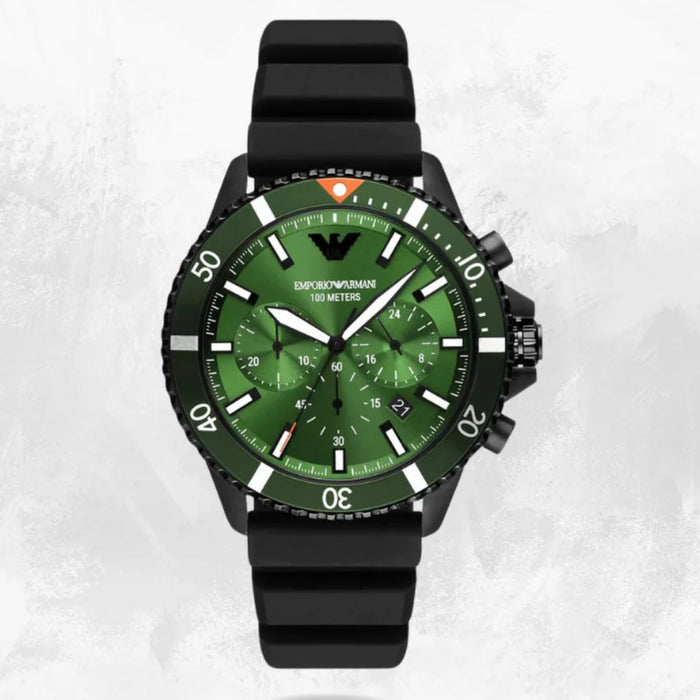 Emporio Armani Diver Analog Green Dial Men's Watch - AR11463 Authentic