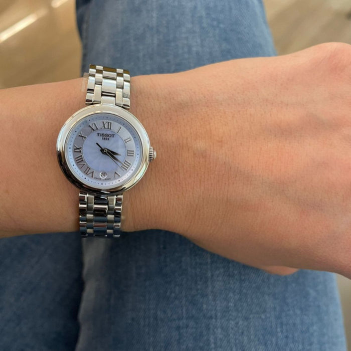 Tissot Flamingo – Ice Blue Dial 26MM | Stainless Steel | Elegant Ladies Watch T126.010.11.113.00 - Authentic