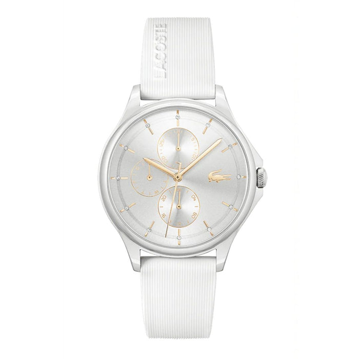 Lacoste Women’s Geneva White Silicone Strap Watch –  rose Gold Accents 2001235