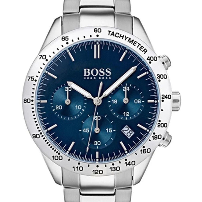 Hugo Boss Talent Blue Dial Silver Steel Strap Watch for Men HB1513582- Authentic
