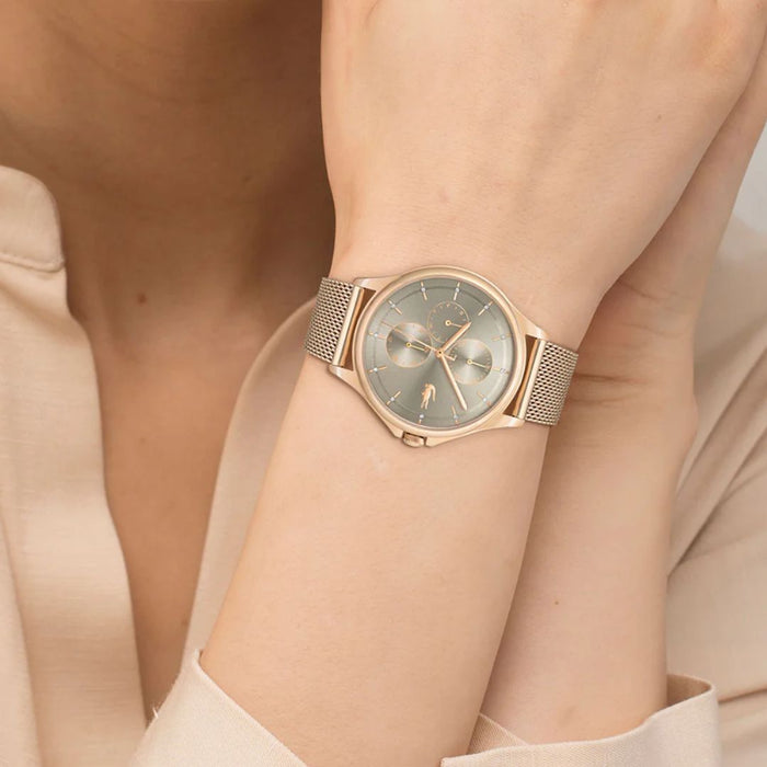 Lacoste Women’s Vienna Chronograph Rose Gold Mesh Watch - 2001238 - Authentic