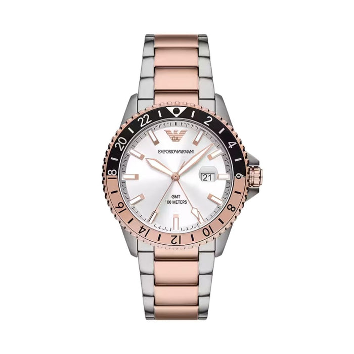 EMPORIO ARMANI A11591 GMT Dial Two-Tone Watch - Authentic