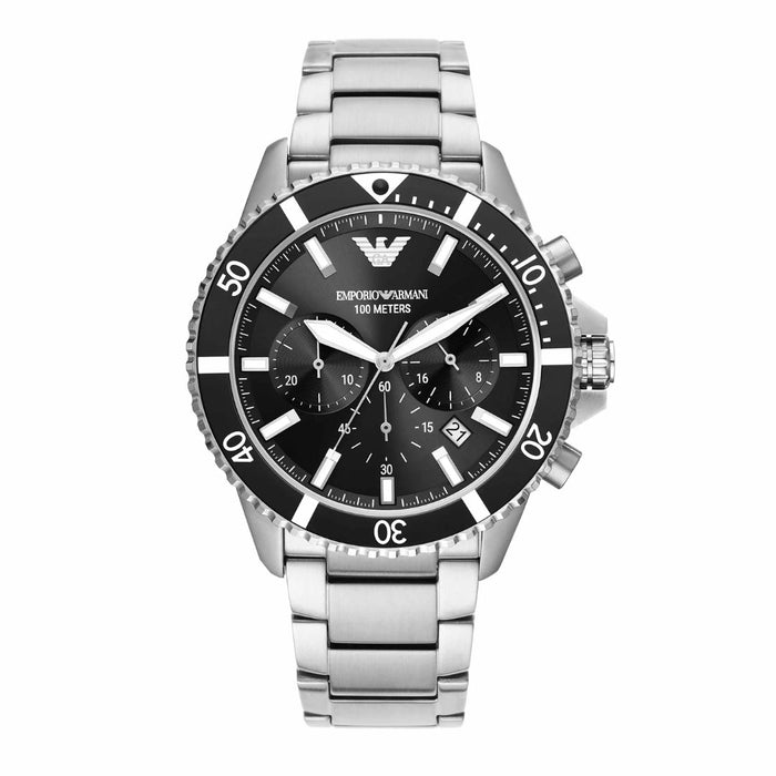 Emporio Armani Stainless Steel Chronograph Men’s Watch – Black Dial (100M) AR11360 - Authentic