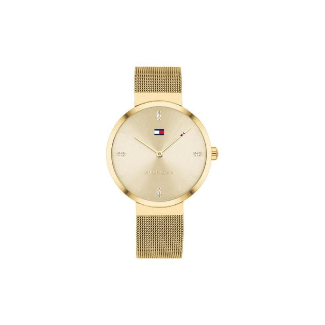 Tommy Hilfiger Gold Mesh Watch – Minimalist Champagne Dial 1782217 - A ...
