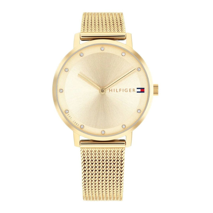 Tommy Hilfiger Gold Mesh Watch – Crystal Hour Markers 1782728 - Authentic