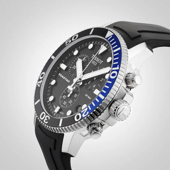Tissot Seastar 1000 Chronograph Black & Blue Bezel Watch t120.417.17.051.02 - Swiss Factory