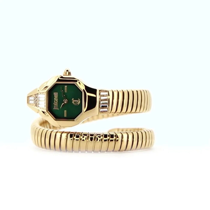 Just Cavalli Serpente Gold Green Dial Women’s Watch jc1l326m0035 - Authentic