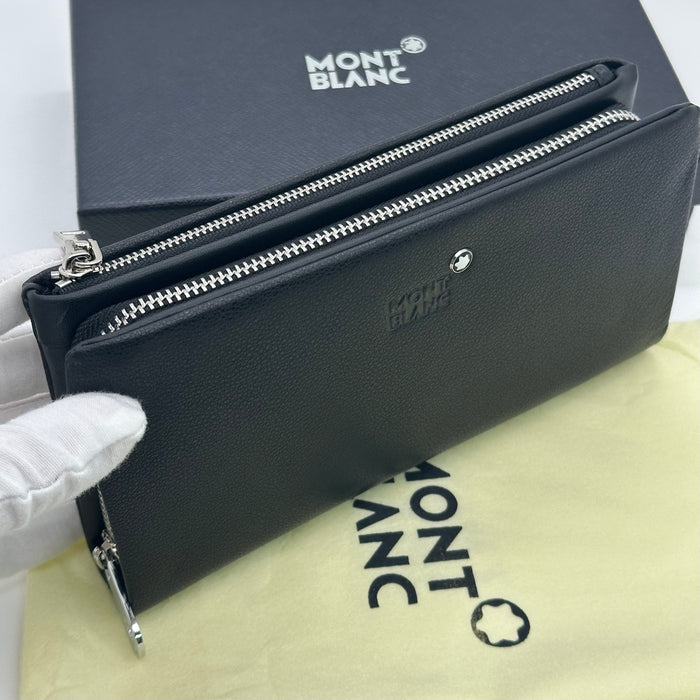 Montblanc Meisterstück Full-Grain Black Real Leather Long Wallet. (Montblanc  Collection)