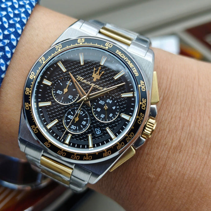 Maserati Velocità Two tone with black dial R8873652003- Authentic