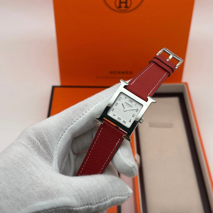 Heure H Silver With Bordo Strap Watch