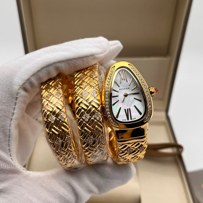 Bvlgari Serpenti Spiga Gold White MOP  Dial  (S)