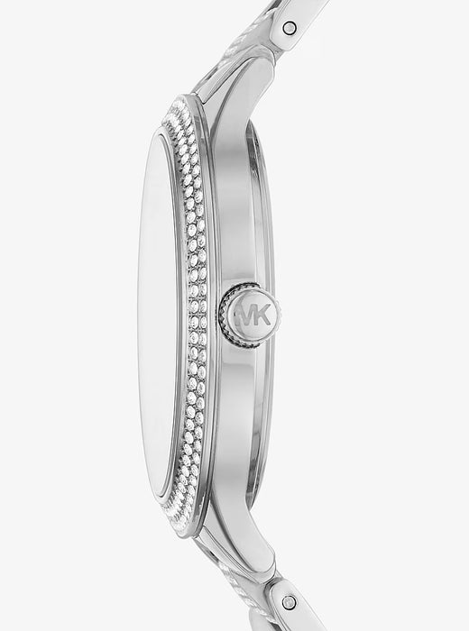 Michael Kors Mini Tibby Pavé Silver-Tone Watch, featuring a crystal-set bezel Mk1059 Authentic