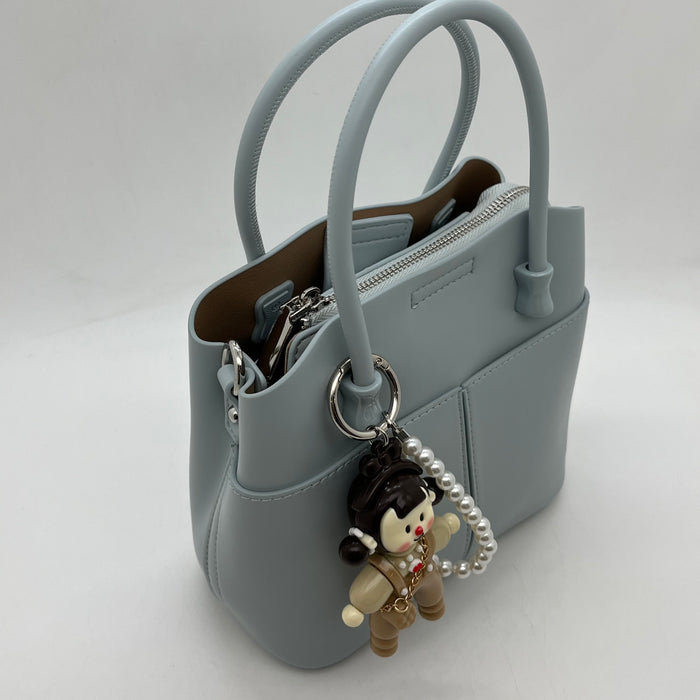 Genuine Leather Women Bag With Charm