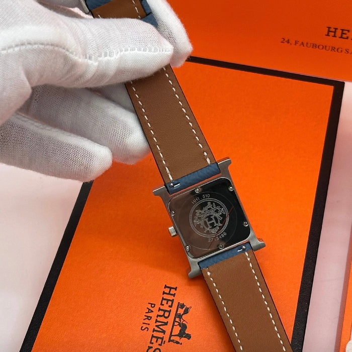 Chrono H Gold Diamond Dial With Blue Leather Strap Watch