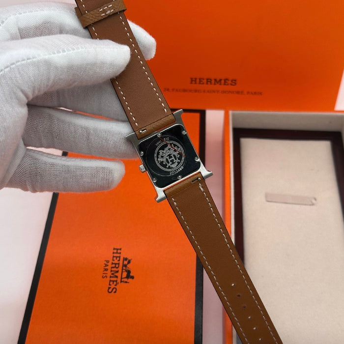 Chrono H Gold Diamond Dial With Brown Leather Strap Watch
