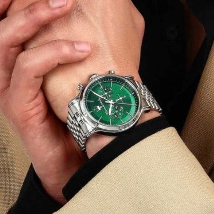 Maserati Epoca Chronograph Green Dial with silver-tone accents R8873618033- Authentic