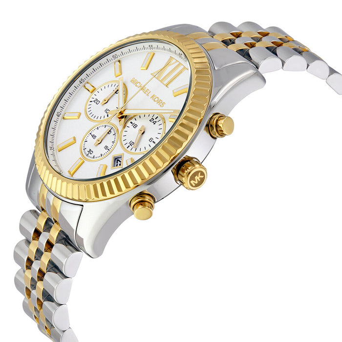 Michael Kors Lexington Chronograph White Dial Men's Watch Mk8344 Authentic