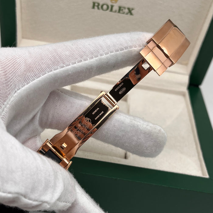 Rolex Daytona Leather  Watch Band Rubber RoseGold Dial 40mm (5A+)