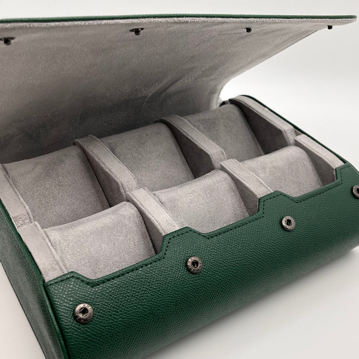 6-Slot Hexagonal Leather Watch Roll Box