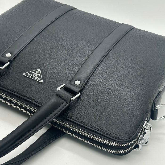 Prada pebbled leather laptop bag