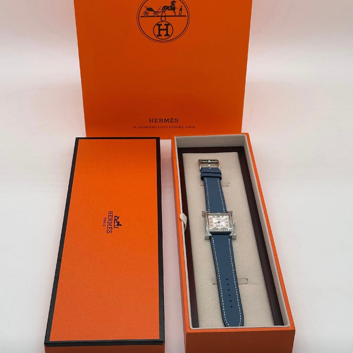Chrono H Gold Diamond Dial With Blue Leather Strap Watch