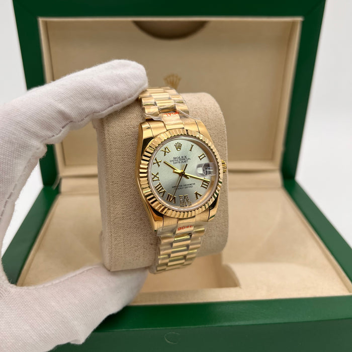 Rolex Datejust 31mm Grey Dial With Roman Numbers And Gold Bracelets
